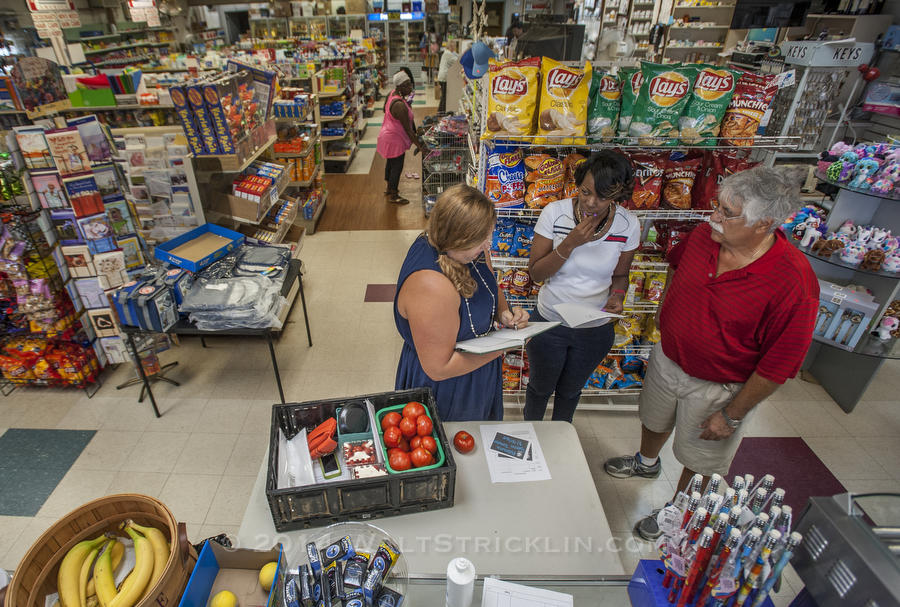 Raghela Scavuzzo discusses what fresh vegetables and fruits she is going to stock in Vacca Discount Drugs.