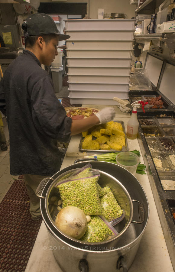 Locally produced vegetables are being sought by many restaurants now. Slice, a pizza place uses locally sourced vegetables on their pies.